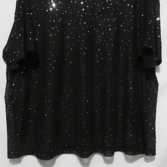 Unbranded | P2P 24 inches measured | Sheer Black Short Sleeve Sequin Shirt - Picture 8 of 13